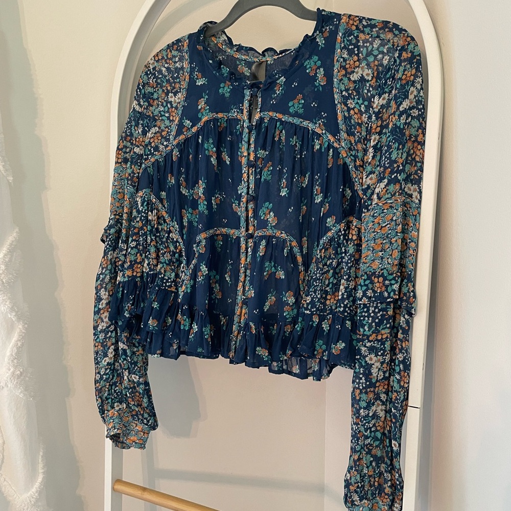 By Anthropologie Sheer Babydoll Blouse